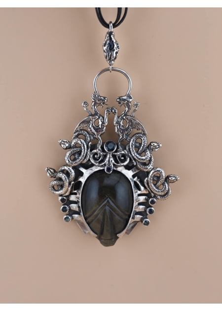 HEKATE OBSIDIAN PENDANT - AzK Jewelry - 2 2