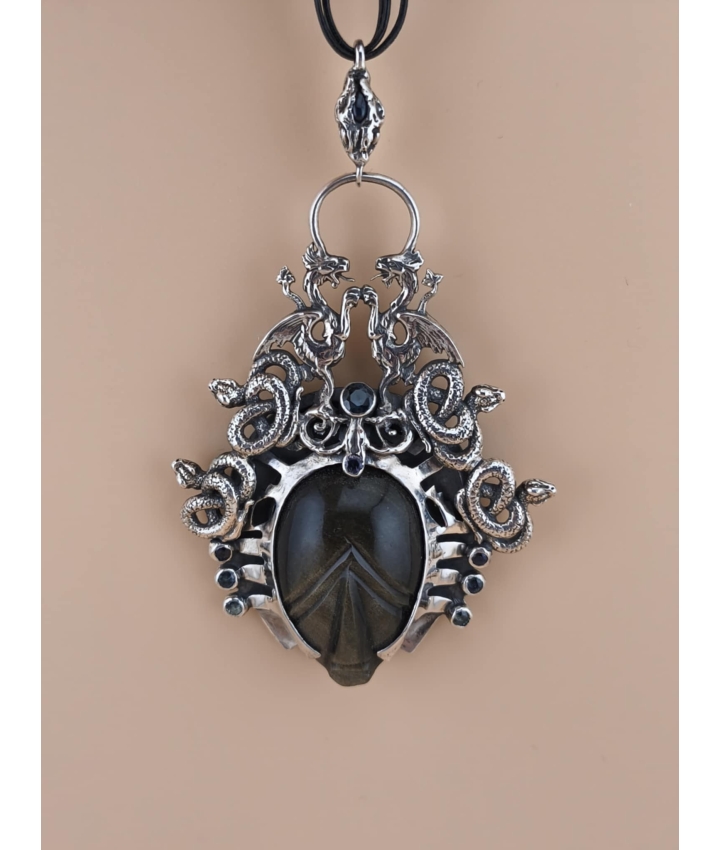 HEKATE OBSIDIAN PENDANT - AzK Jewelry - 1