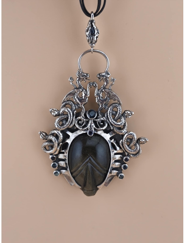 HEKATE OBSIDIAN PENDANT - AzK Jewelry - 1