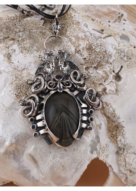 HEKATE OBSIDIAN PENDANT - AzK Jewelry - 2